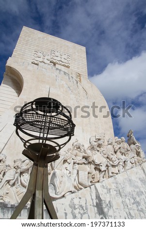 LISBON, PORTUGAL - MAY 28, 2014: The Monument to the Discoveries in Lisbon. The monument celebrates the Portuguese Age of Discovery during the 15th and 16th centuries.
