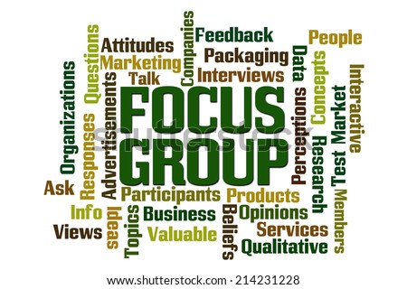 Focus Group word cloud on white background