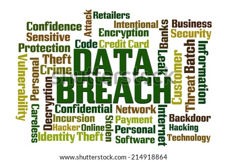 Data Breach Word Cloud with White Background