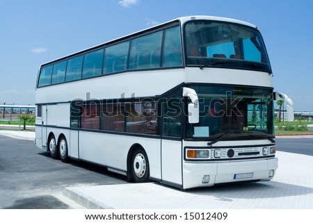 Double Decker White Tour Bus
