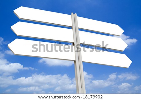 Blank directional sign post