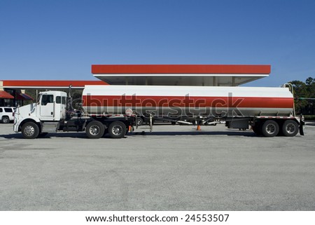 Fuel Tanker Truck at the Gas Station