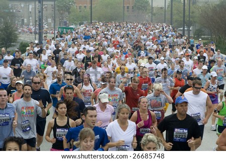 JACKSONVILLE, FLORIDA - MARCH 14: Start of the Gate River Run in Downtown Jacksonville, Florida on March 14, 2009.