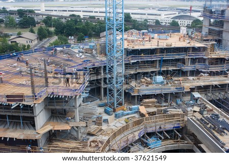 Large Building being Developed at a Construction Site
