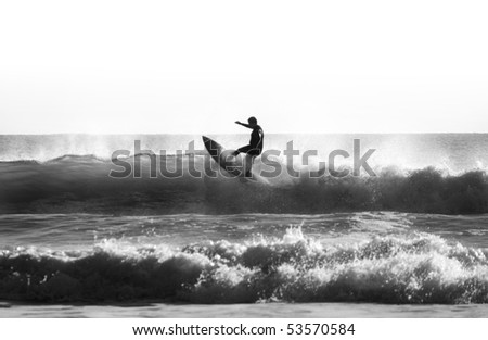 Silhouette of Surfer in the Ocean