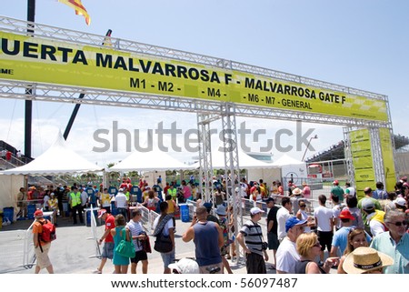 VALENCIA, SPAIN - JUNE 27: Fans enter the 3rd Edition of the Formula 1 racing Valencia Street Circuit Grand Prix of Europe 2010 on June 27, 2010 in Valencia Port, Spain.