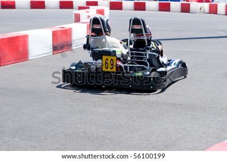 VALENCIA, SPAIN - JUNE 27: Fans participate in go-karting at the Formula 1 racing Valencia Street Circuit Beach Park on June 27, 2010 in Valencia Port, Spain