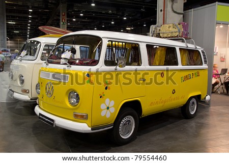 stock photo VALENCIA SPAIN JUNE 18 A 1968 Vintage Volkswagen Bus is