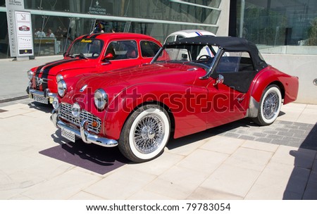 VALENCIA, SPAIN - JUNE 18: A 1961 Vintage Triumph Sports Car is on display at the 2011 Motor Epoca Classic Car Show on June 18, 2011 in Valencia, Spain.