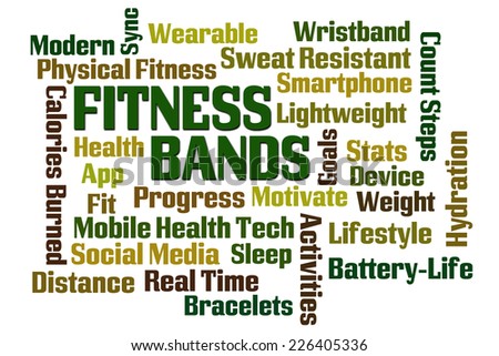 Fitness Bands word cloud on white background