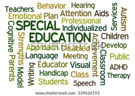 Special Education word cloud on white background