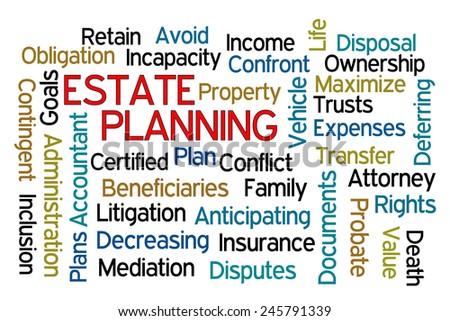 Estate Planning word cloud on white background