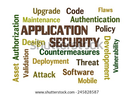 Application Security word cloud with white background