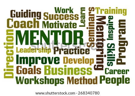 Mentor word cloud on white background