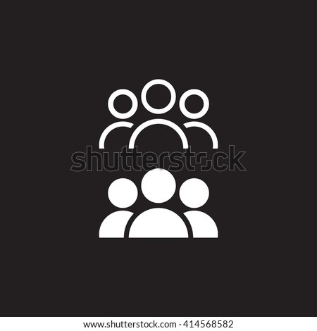 people line icon, persons outline and solid vector illustration, group linear pictogram isolated on black