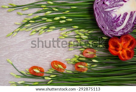 Healthy eating photo of green vegetable and tomato