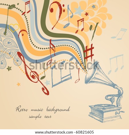 wallpaper retro music. stock vector : Retro music
