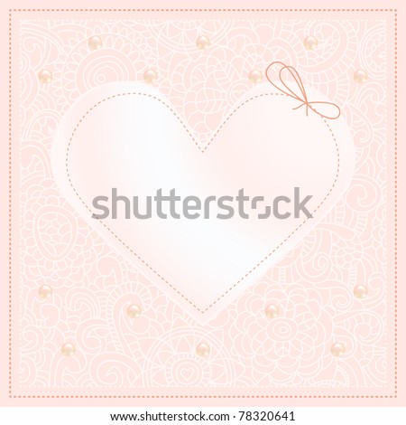 stock vector Wedding invitation with lace and pearls