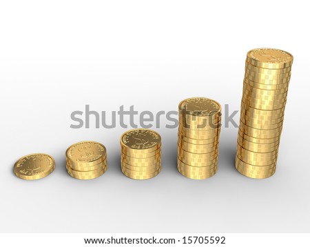 pics of money stacks. stock photo : Isolated 3d render of money stacks on white background