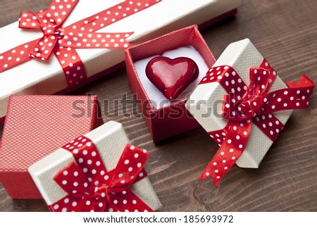 set of gift box with hart