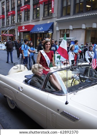 NEW YORK CITY - OCTOBER 11: Miss New York, Claire Buffie, at the Columbus Day Parade on Fifth Avenue on October 11, 2010 in New York City.