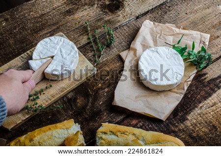 Camembert, soft cheese with homemade pastries, old school