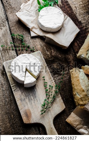 Camembert, soft cheese with homemade pastries, old school