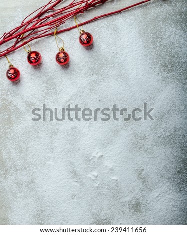 Snowy plate, Christmas decorations, winter mood, clean background