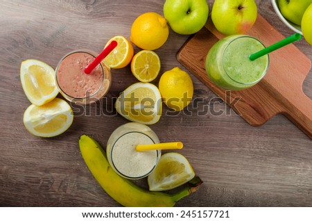 Fresh homemade smoothie - grapefruit, banana and herb