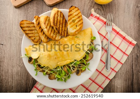 Mushroom and Microgreen Omelet - eat clean and healthy, bio, organic food, baked toast