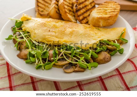 Mushroom and Microgreen Omelet - eat clean and healthy, bio, organic food, baked toast