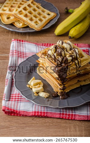 The original Belgian waffles with bananas, nuts and chocolate
