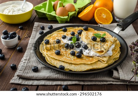 Healthy chia pancakes with blueberries - gluten free