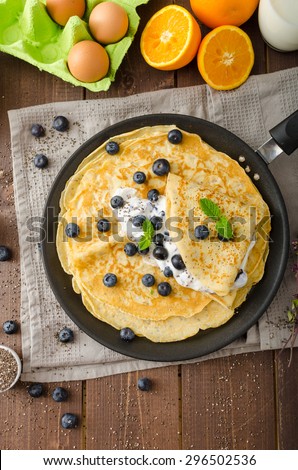 Healthy chia pancakes with blueberries - gluten free