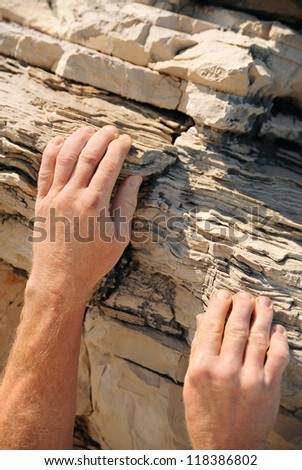Rock climber, detail of hands