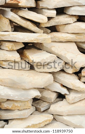 Heap of flat paving stones, limestone