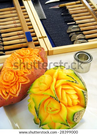 Sweet potato and melon - carving