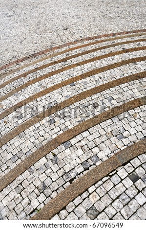 Ancient curved stone steps - cobblestones - granite - outdoor