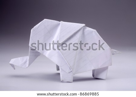 origami white elephant on the gray