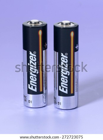 KUALA LUMPUR, MALAYSIA - 24th April 2015. Used Energizer AA batteries. Energizer Holdings is an American manufacturer of batteries and are sold in over 165 countries worldwide