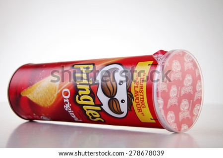 Kuala Lumpur,malaysia,14thMay2015,Owned by the Kellogg Company, Pringles is a brand of potato snack chips sold in 140 countries