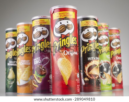 Kuala Lumpur,malaysia,June 15 2015 . Owned by the Kellogg Company, Pringles is a brand of potato snack chips sold in 140 countries