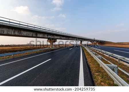 New asphalt road and bridge