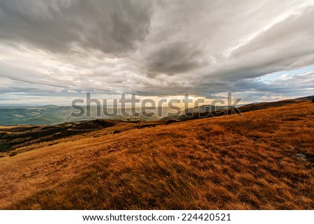 Mountain landscape with clouds on Golija mountain, Serbia
