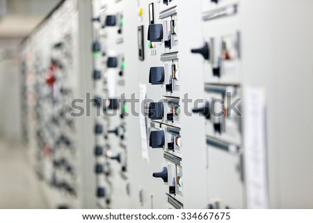 electrical cabinet with fuseboard equipment  in large oil rafinery