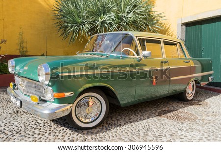 FUNCHAL, PORTUGAL - JULY 23: Oldtimer in a good condition . FUNCHAL on JULY 23, 2015.