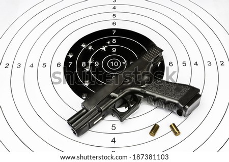 Gun and shooting target