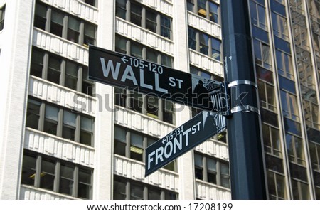 A Wall Street sign in the financial district in New York City