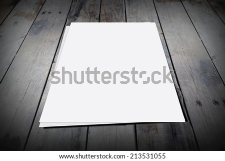 Old wooden boards and blank paper with space for text and copy
