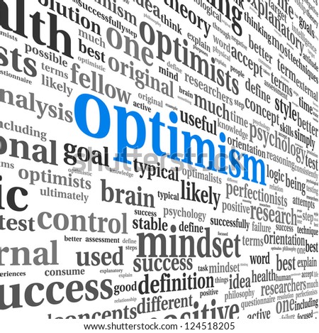Optimism concept in word tag cloud isolated on white